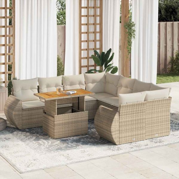 9-Delige Loungeset Met Kussens Poly Rattan - Afbeelding 15