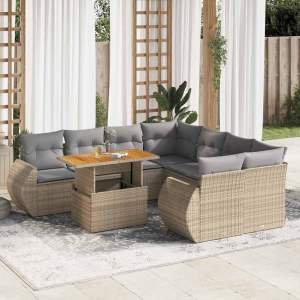 9-Delige Loungeset Met Kussens Poly Rattan - Afbeelding 13