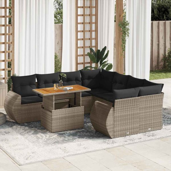 9-Delige Loungeset Met Kussens Poly Rattan - Afbeelding 14