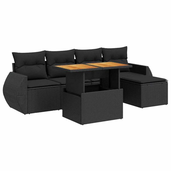 6-Delige Loungeset Met Kussens Poly Rattan - Afbeelding 2