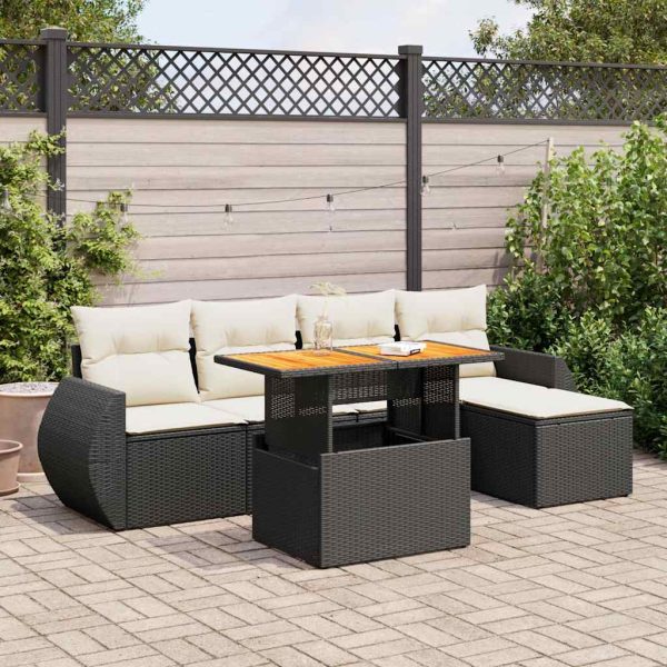 6-Delige Loungeset Met Kussens Poly Rattan - Afbeelding 15