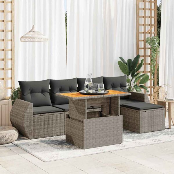 6-Delige Loungeset Met Kussens Poly Rattan - Afbeelding 14