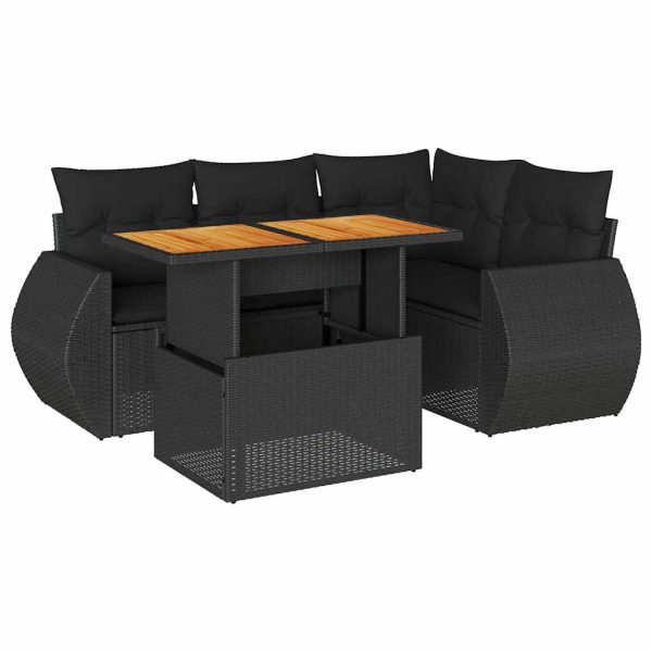 5-Delige Loungeset Met Kussens Poly Rattan - Afbeelding 2