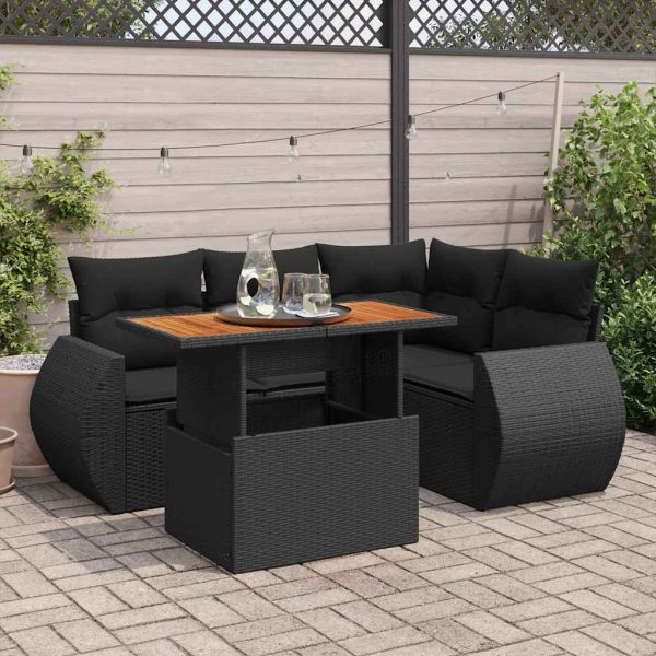 5-Delige Loungeset Met Kussens Poly Rattan