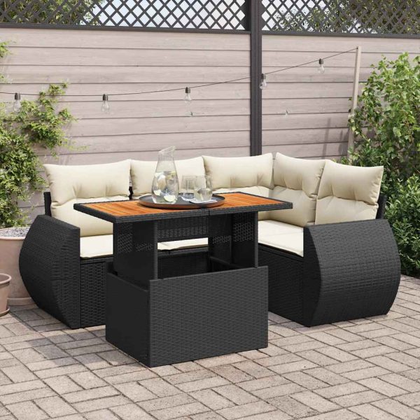 5-Delige Loungeset Met Kussens Poly Rattan - Afbeelding 15