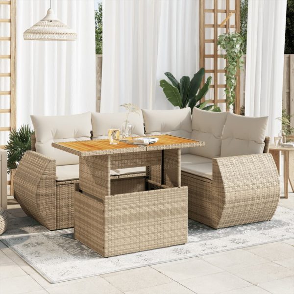 5-Delige Loungeset Met Kussens Poly Rattan - Afbeelding 16