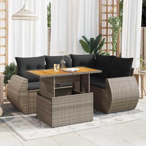 5-Delige Loungeset Met Kussens Poly Rattan - Afbeelding 13