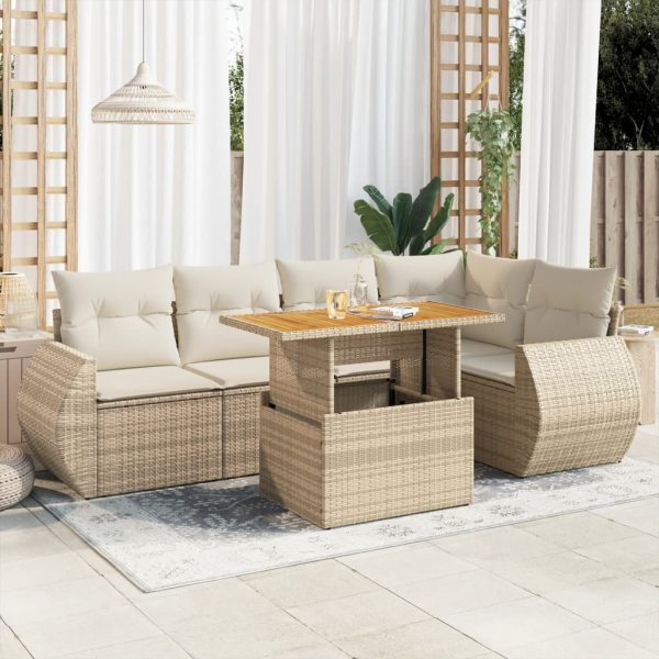 6-Delige Loungeset Met Kussens Poly Rattan - Afbeelding 15