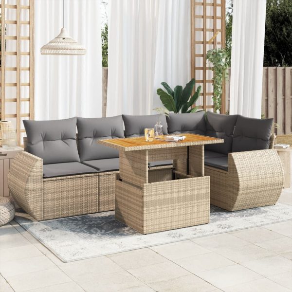 6-Delige Loungeset Met Kussens Poly Rattan - Afbeelding 13