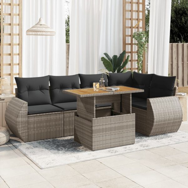 6-Delige Loungeset Met Kussens Poly Rattan - Afbeelding 14