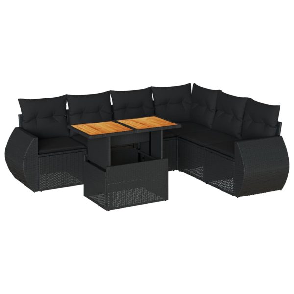 7-Delige Loungeset Met Kussens Poly Rattan - Afbeelding 2