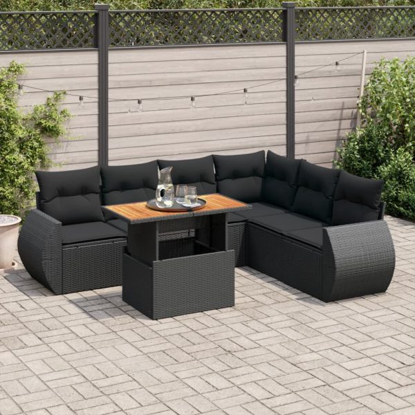 7-Delige Loungeset Met Kussens Poly Rattan