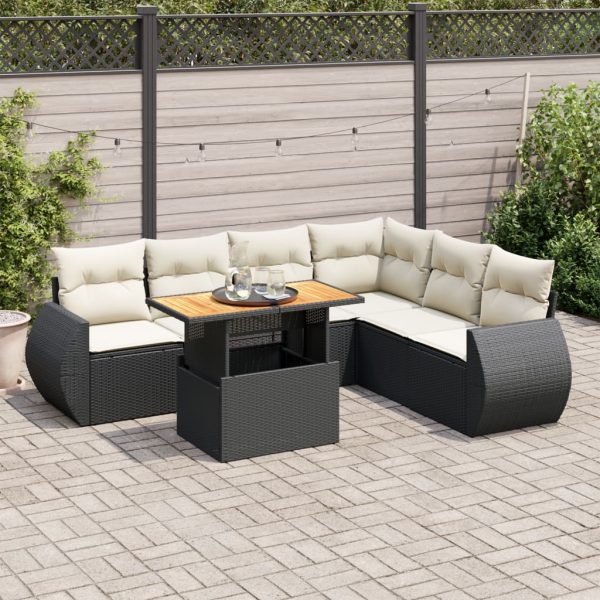 7-Delige Loungeset Met Kussens Poly Rattan - Afbeelding 14