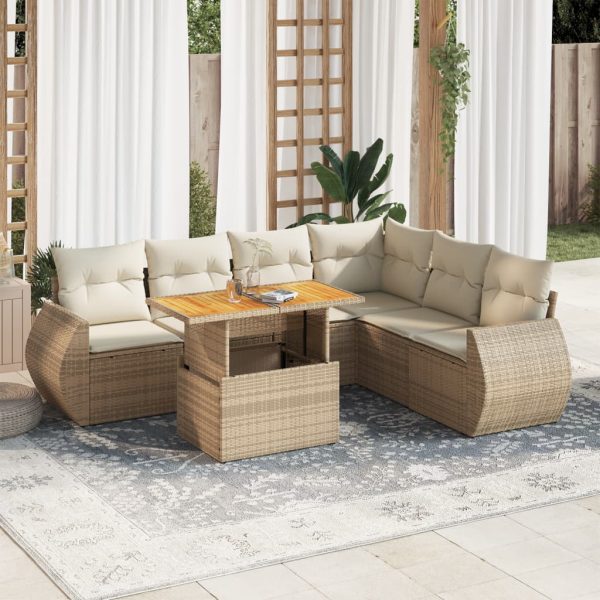 7-Delige Loungeset Met Kussens Poly Rattan - Afbeelding 16