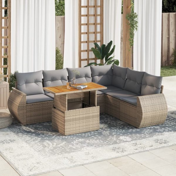 7-Delige Loungeset Met Kussens Poly Rattan - Afbeelding 15