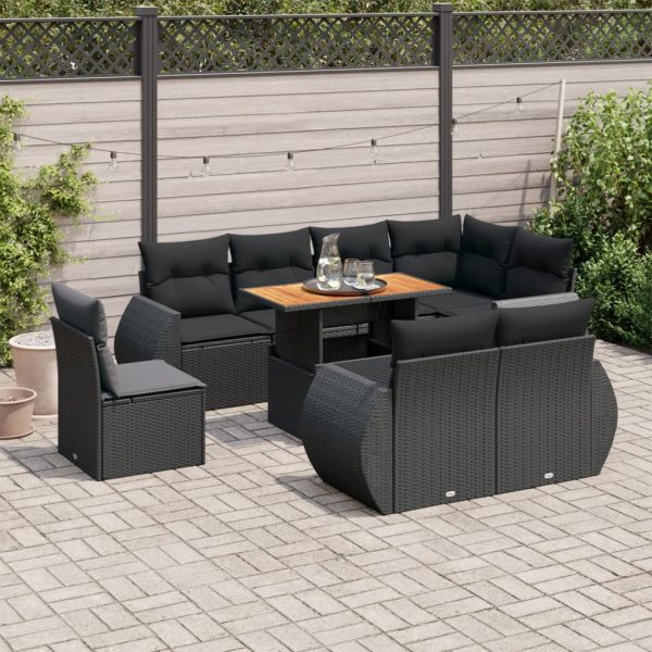 9-Delige Loungeset Met Kussens Poly Rattan