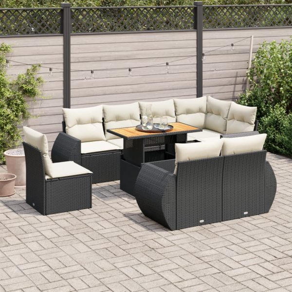 9-Delige Loungeset Met Kussens Poly Rattan - Afbeelding 16