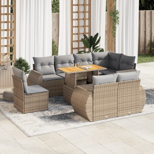 9-Delige Loungeset Met Kussens Poly Rattan - Afbeelding 14