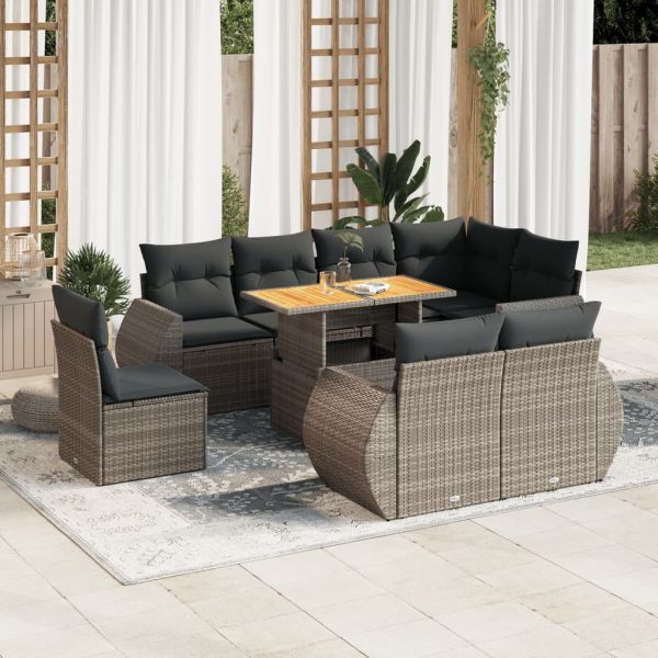 9-Delige Loungeset Met Kussens Poly Rattan - Afbeelding 13