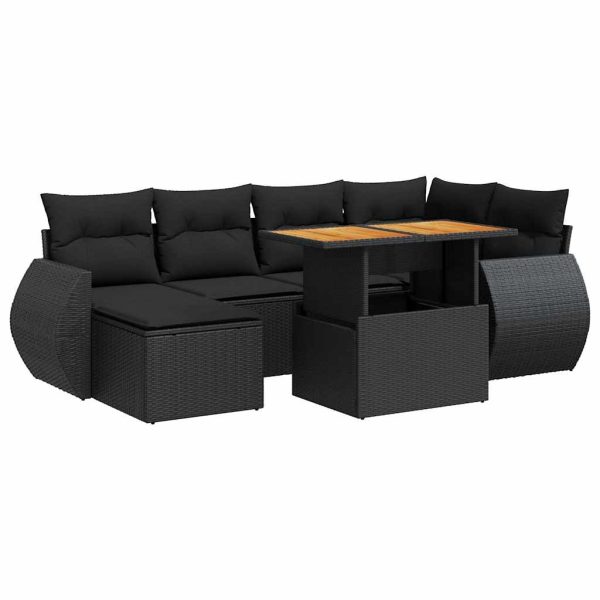 7-Delige Loungeset Met Kussens Poly Rattan - Afbeelding 2