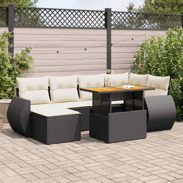 7-Delige Loungeset Met Kussens Poly Rattan - Afbeelding 14