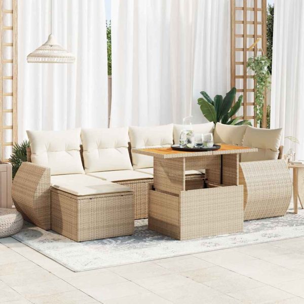 7-Delige Loungeset Met Kussens Poly Rattan - Afbeelding 16