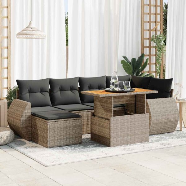 7-Delige Loungeset Met Kussens Poly Rattan - Afbeelding 15