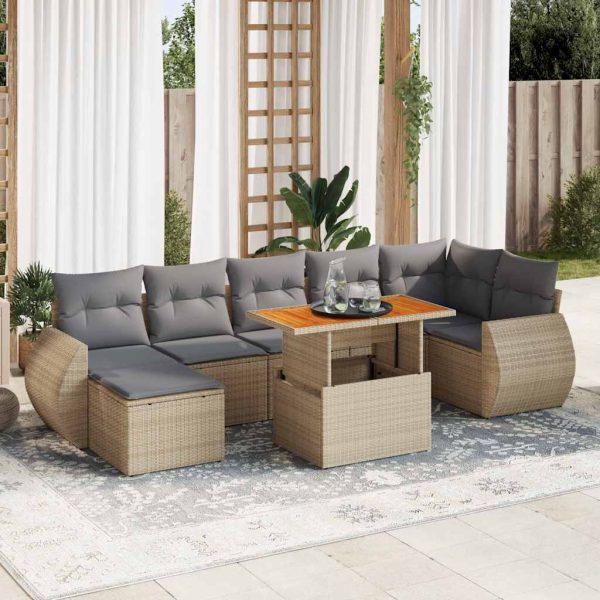 8-Delige Loungeset Met Kussens Poly Rattan - Afbeelding 14