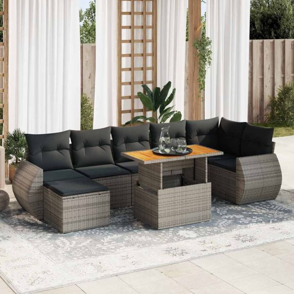 8-Delige Loungeset Met Kussens Poly Rattan - Afbeelding 15