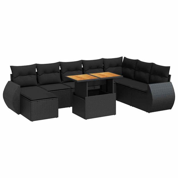 9-Delige Loungeset Met Kussens Poly Rattan - Afbeelding 2