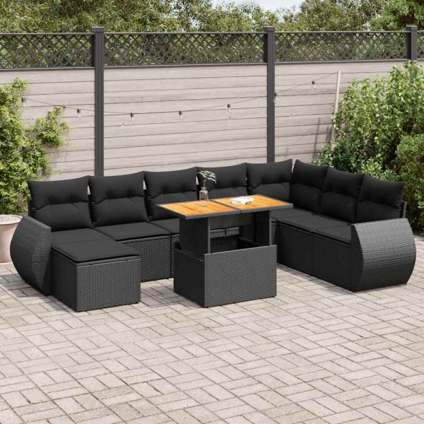 9-Delige Loungeset Met Kussens Poly Rattan