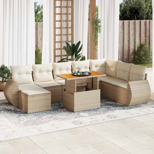 9-Delige Loungeset Met Kussens Poly Rattan - Afbeelding 16