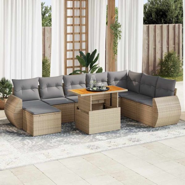 9-Delige Loungeset Met Kussens Poly Rattan - Afbeelding 13