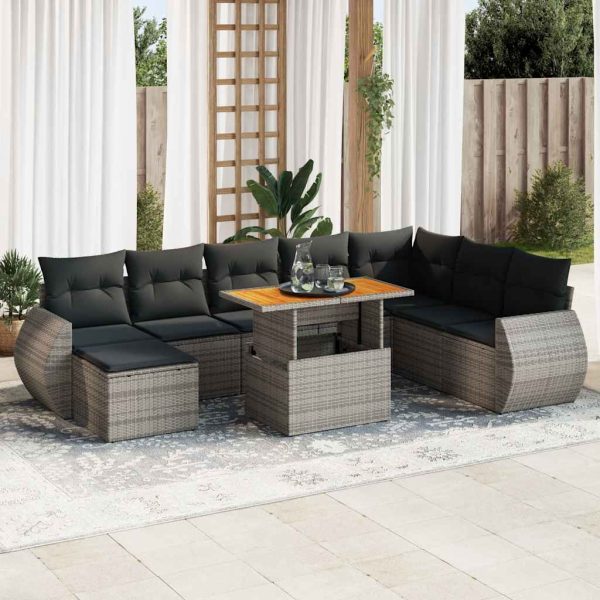 9-Delige Loungeset Met Kussens Poly Rattan - Afbeelding 14