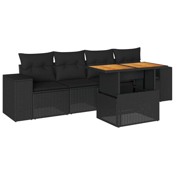 5-Delige Loungeset Met Kussens Poly Rattan - Afbeelding 2