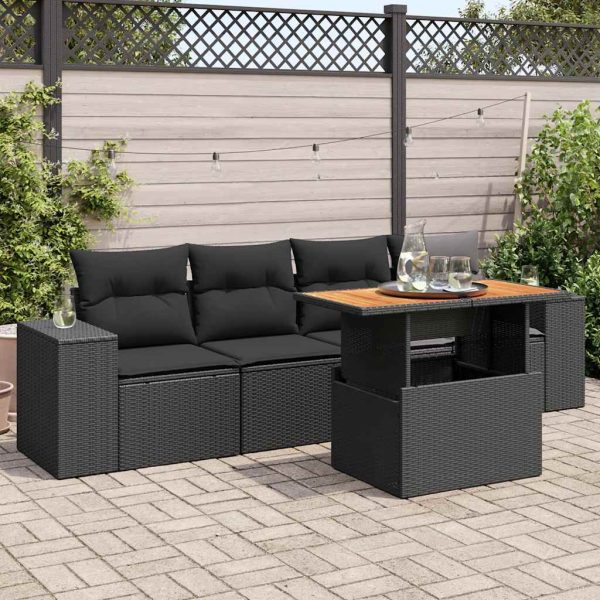 5-Delige Loungeset Met Kussens Poly Rattan