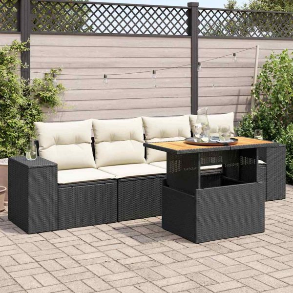 5-Delige Loungeset Met Kussens Poly Rattan - Afbeelding 13