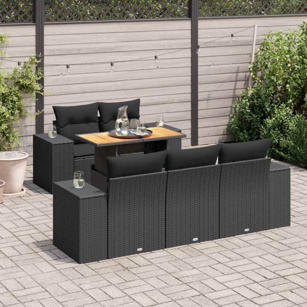 6-Delige Loungeset Met Kussens Poly Rattan