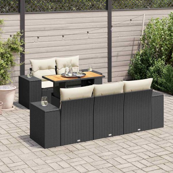 6-Delige Loungeset Met Kussens Poly Rattan - Afbeelding 15