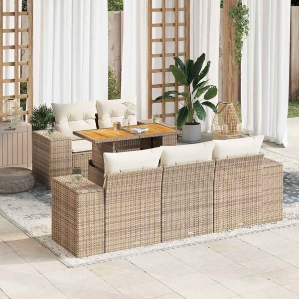 6-Delige Loungeset Met Kussens Poly Rattan - Afbeelding 16