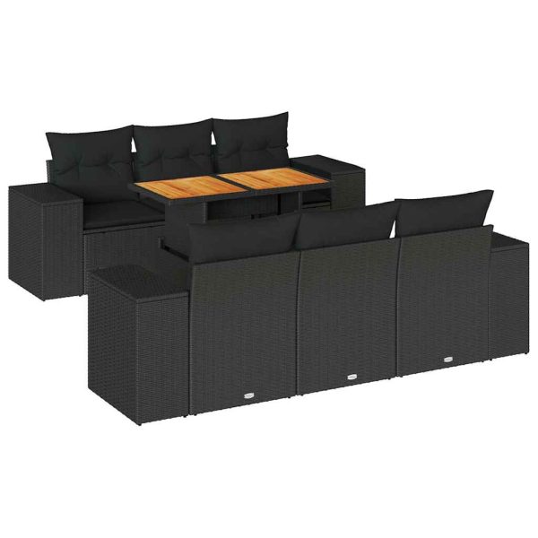 7-Delige Loungeset Met Kussens Poly Rattan - Afbeelding 2