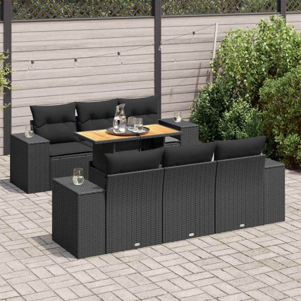 7-Delige Loungeset Met Kussens Poly Rattan