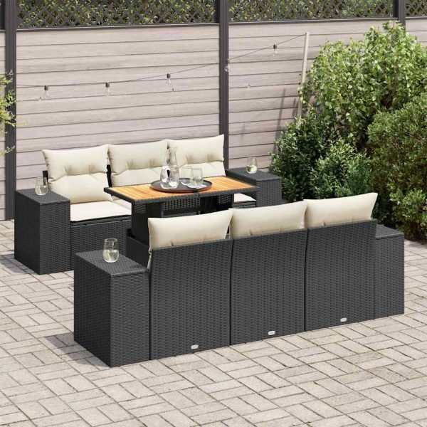 7-Delige Loungeset Met Kussens Poly Rattan - Afbeelding 13