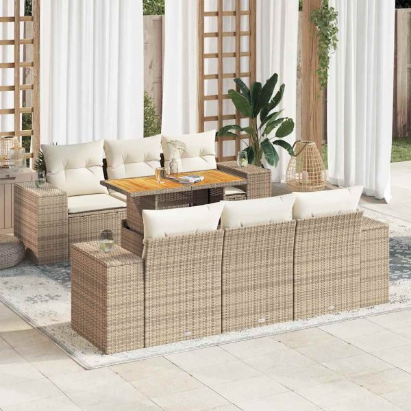 7-Delige Loungeset Met Kussens Poly Rattan - Afbeelding 16