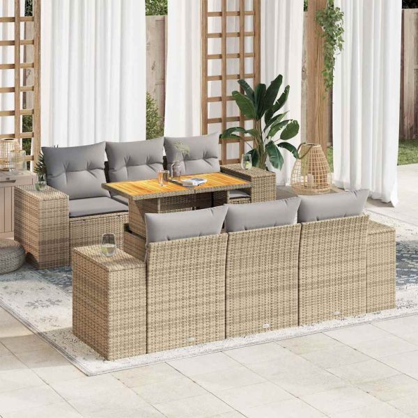 7-Delige Loungeset Met Kussens Poly Rattan - Afbeelding 15