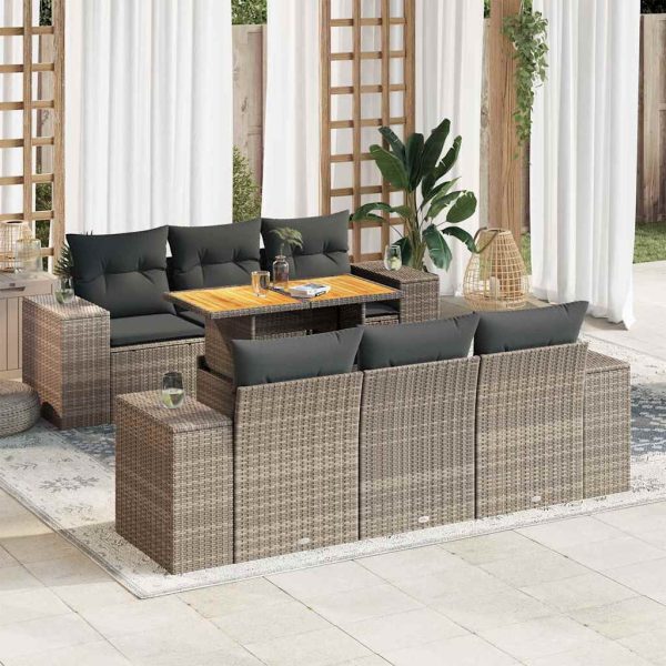 7-Delige Loungeset Met Kussens Poly Rattan - Afbeelding 14