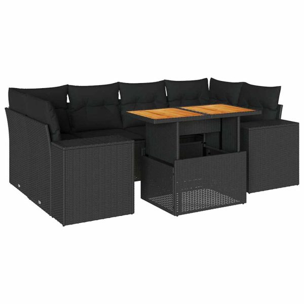 7-Delige Loungeset Met Kussens Poly Rattan - Afbeelding 2