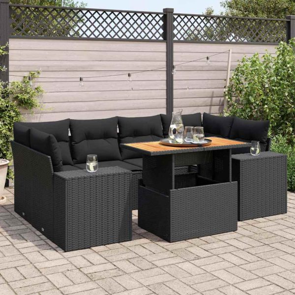 7-Delige Loungeset Met Kussens Poly Rattan