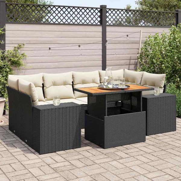 7-Delige Loungeset Met Kussens Poly Rattan - Afbeelding 13