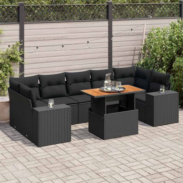 8-Delige Loungeset Met Kussens Poly Rattan